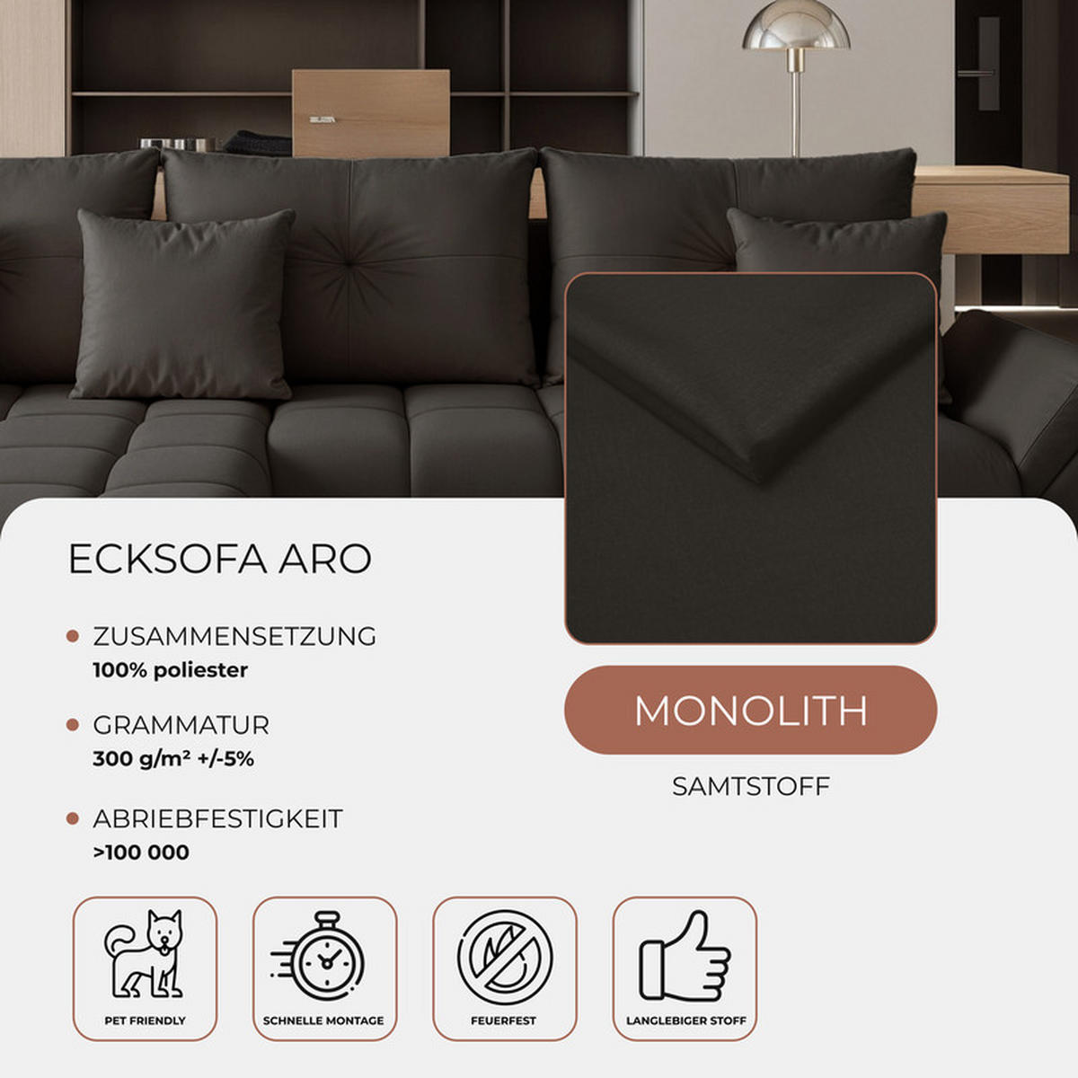 ECKSOFA ARO mit Schlaffunktion und Bettkasten Dunkelbraun - Dunkelbraun, Holzwerkstoff/Kunststoff (280/190cm) - Idohome
