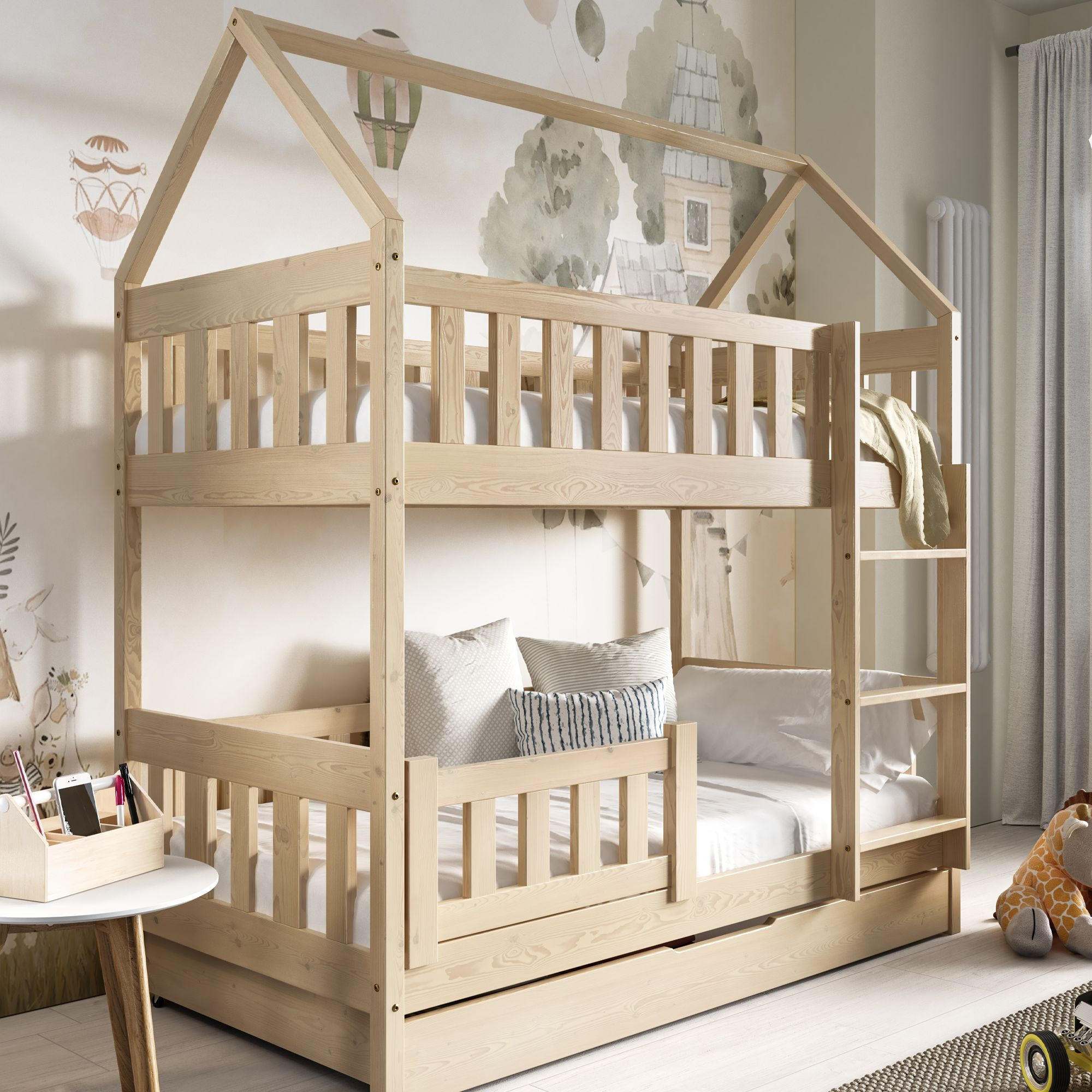 Thumbnail - Konsimo® Etagenbett, Kiefer, Holz, 80x190 cm, Kinder- & Jugendzimmer, Kindermöbel, Kinderbetten, Etagenbetten