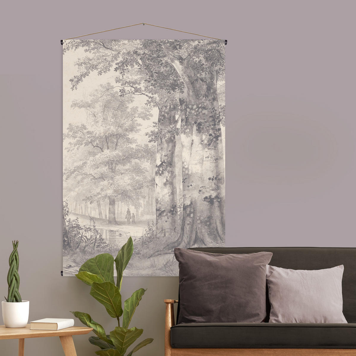 WANDTEPPICH Waldausflug 150x100cm - Beige/Grau, Textil (100/1cm) - Art for the Home
