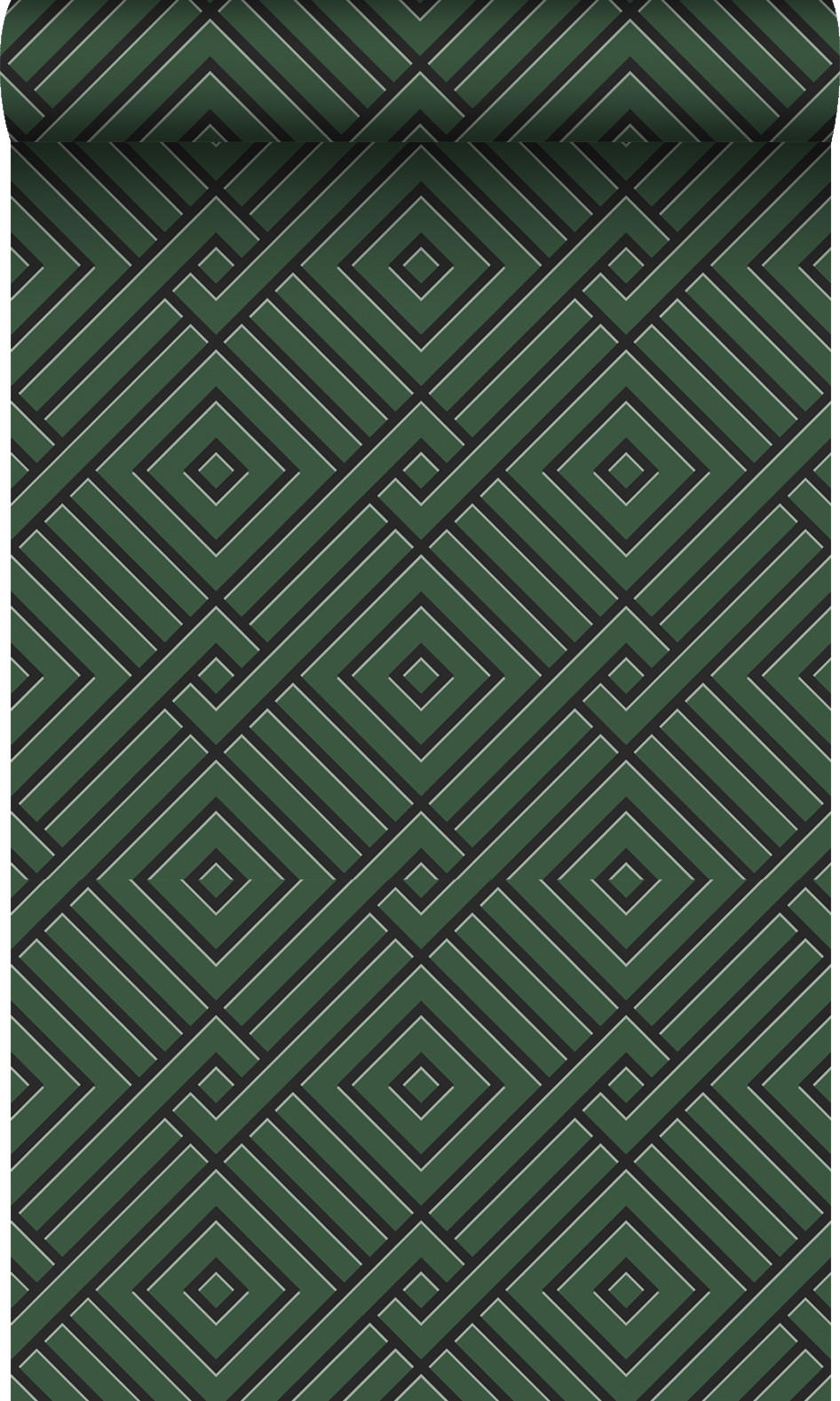 TAPETE 3D grafisches Motiv 50 x 900 cm - Grün, Papier (50/900cm) - Origin Wallcoverings