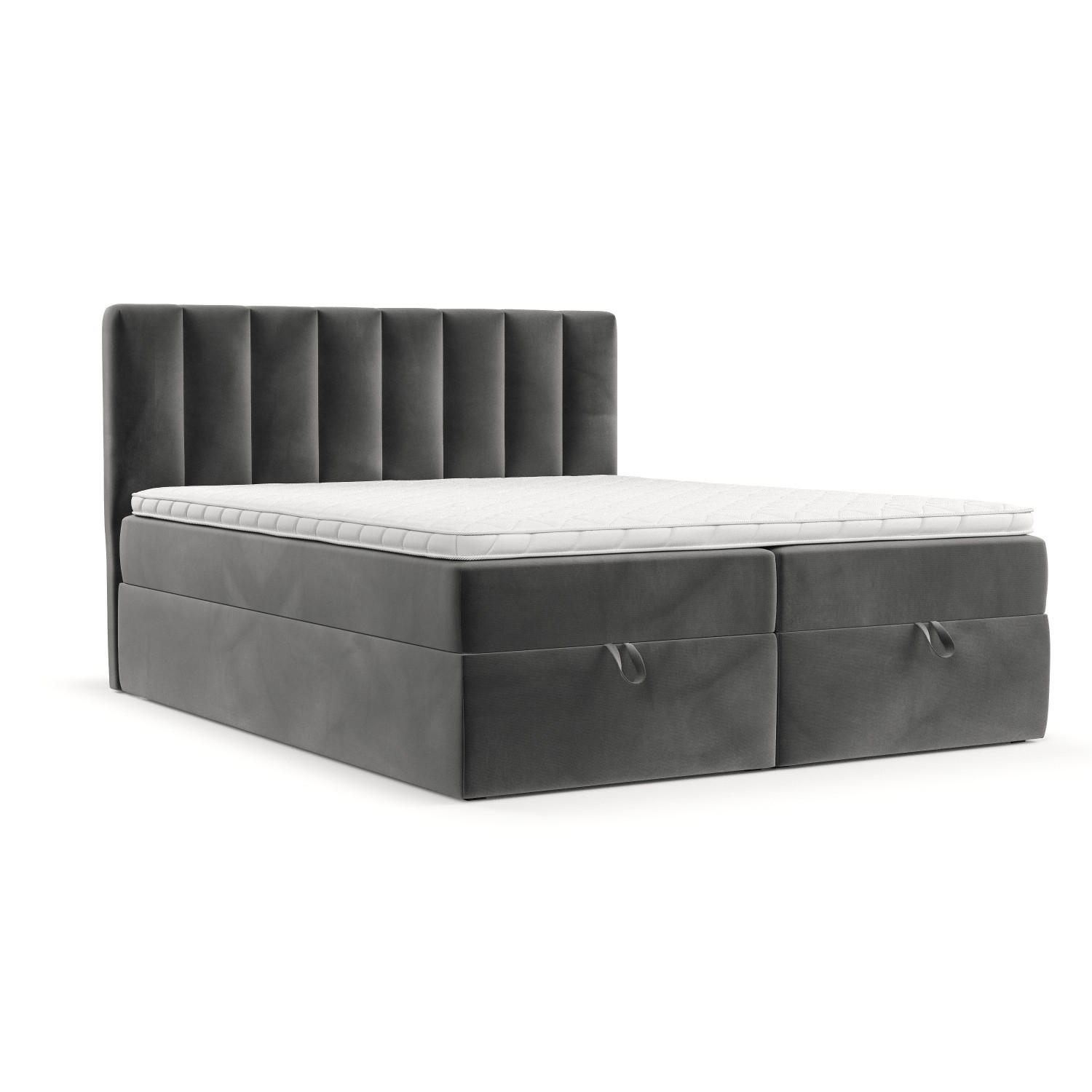BOXBETT Lusso 180/200 cm Grau im Kronos Stoff - Schwarz/Grau, Holz/Holzwerkstoff (180/200cm) - AltaBeds