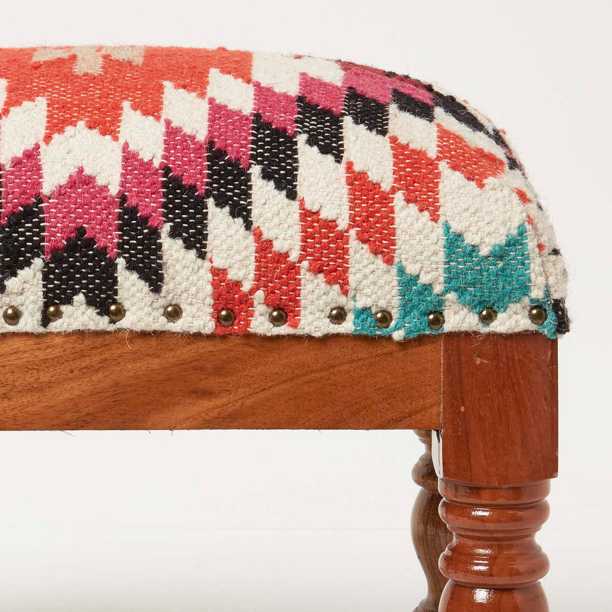 KELIM-HOCKER Manila mit Holzbeinen, Ethno-Muster, 50/40/30 cm - Multicolor, Textil (30/40/50cm) - Homescapes
