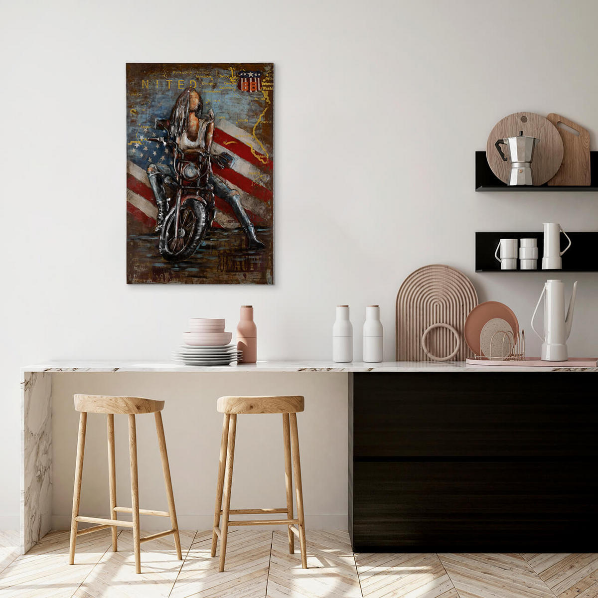 METALLBILD Bunt 60/90 cm - Multicolor, Metall (4/90cm) - KUNSTLOFT