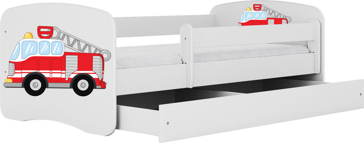 KINDERBETT Emily mit Schublade und Matratze, Weiß 70x140 cm - Rot/Weiß, Holzwerkstoff (140/70cm) - WFL GROUP