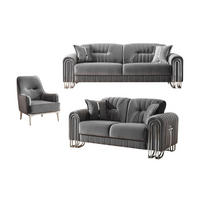 SITZGARNITUR Bogota, Grau Stellvariante 3+2+1 - Grau, Holzwerkstoff/Metall (240/87/98cm)