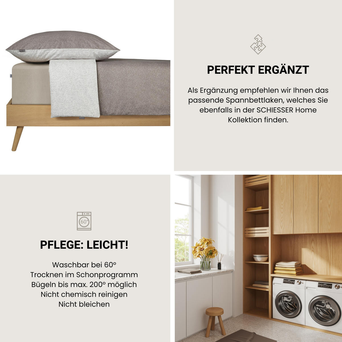 BETTWÄSCHESET Vinnie - Renforcé - 2-teilig - 135 x 200 cm - Grau - Grau, Textil (135/200cm) - SCHIESSER