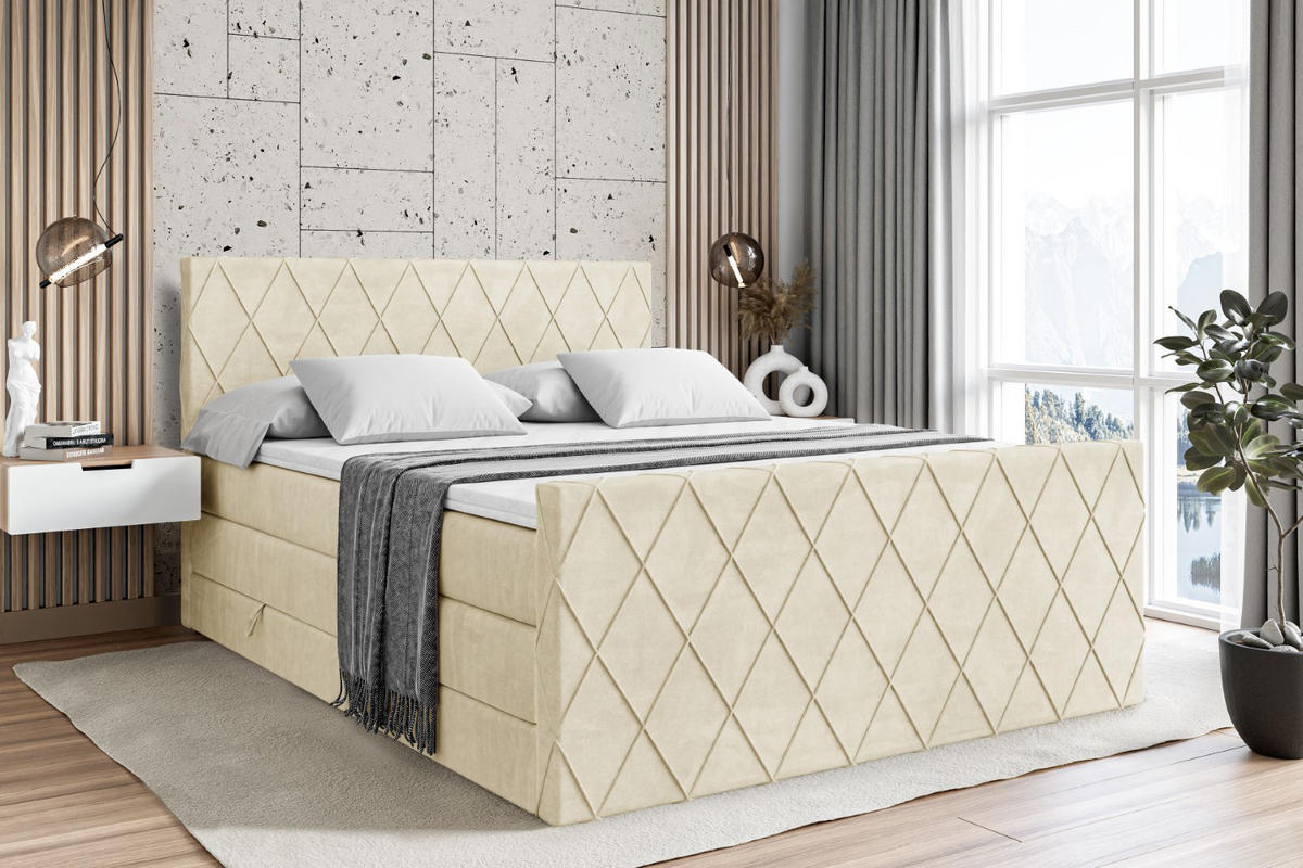 BOXSPRINGBETT LEPARO-Z KING - 180 x 200 - H3/H4 - Beige - Beige, Holzwerkstoff (180/200cm) - ALTDECOR