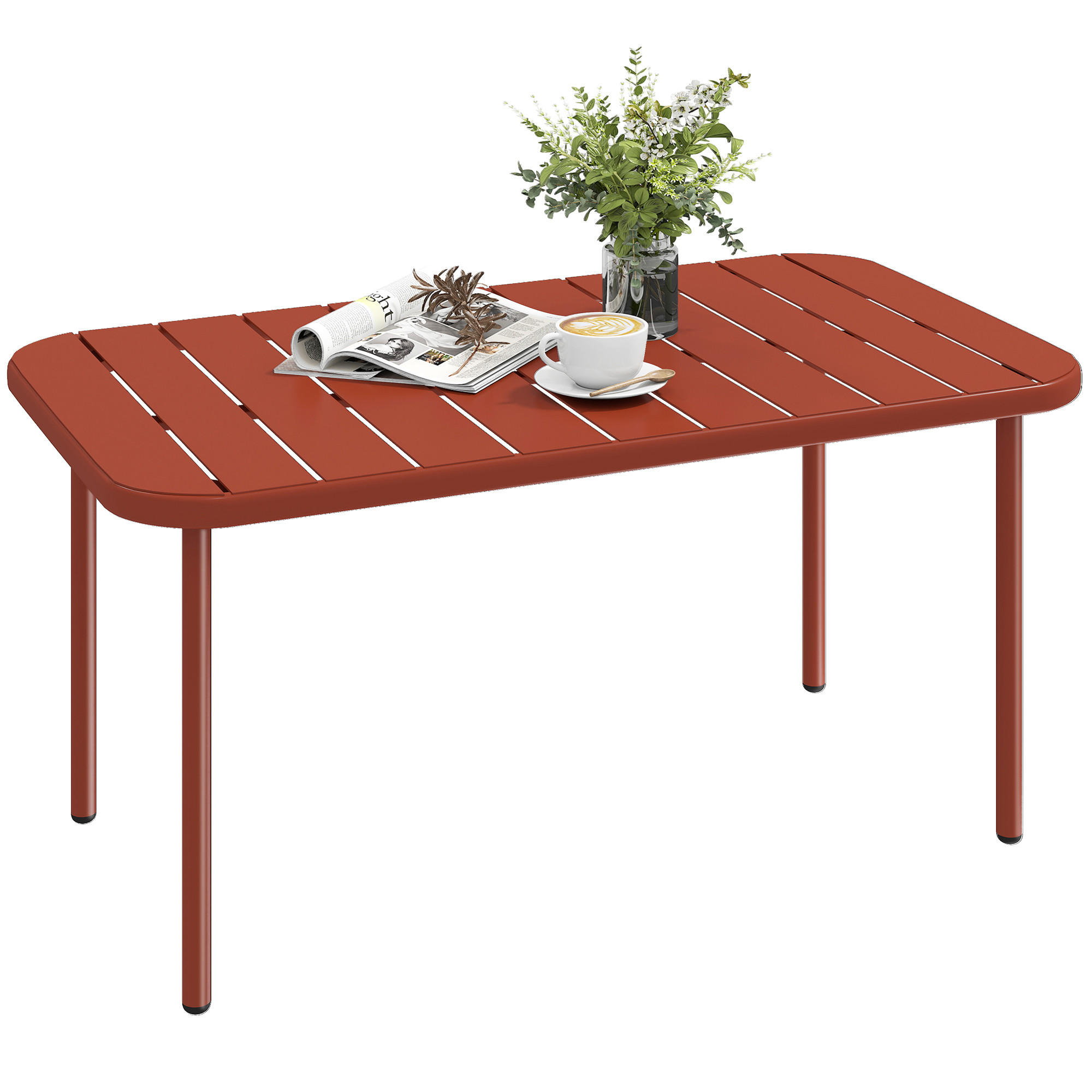 GARTENBEISTELLTISCH DE-14211 rechteckig 90x50 cm, verzinkter Stahl Rot - Rot, Metall (90/50/43cm) - ComfortXL