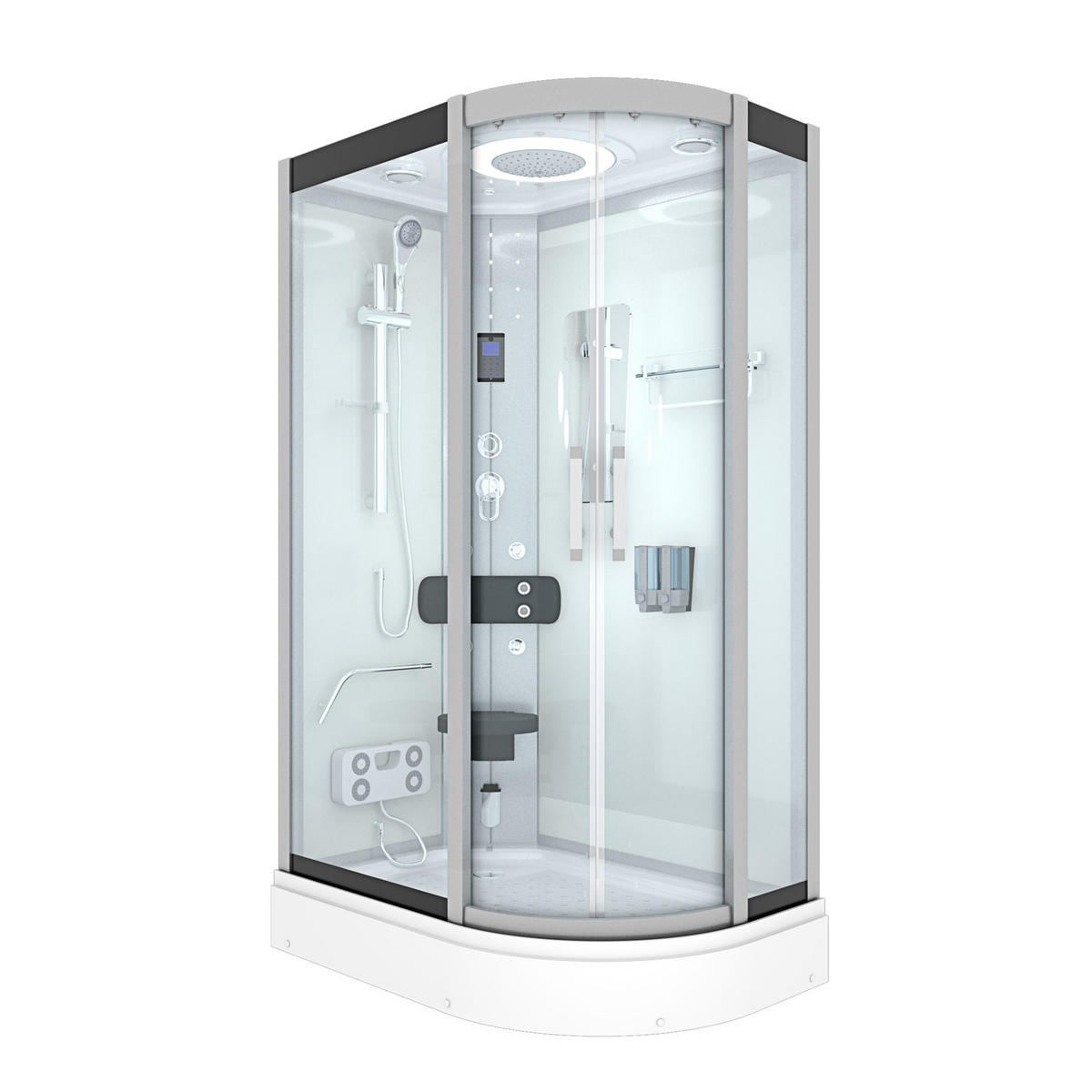 DUSCHE Dampfdusche D60-70T2R-EC Weiß 80x120 - Weiß, Glas/Kunststoff (80/120/215cm) - AcquaVapore by Sandra Jentho