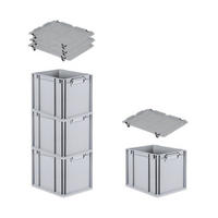 EUROBOX 4x Nextgen Economy Mit Auflagedeckel Grau/Schwarz Griffe Geschlossen - Schwarz, Kunststoff (30/32/40cm) - PROREGAL