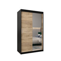 SCHWEBETÜRENSCHRANK 200/120/62 2-türig - Silberfarben/Schwarz, Holz/Kunststoff (120/200/62cm) - Abiks Möbel