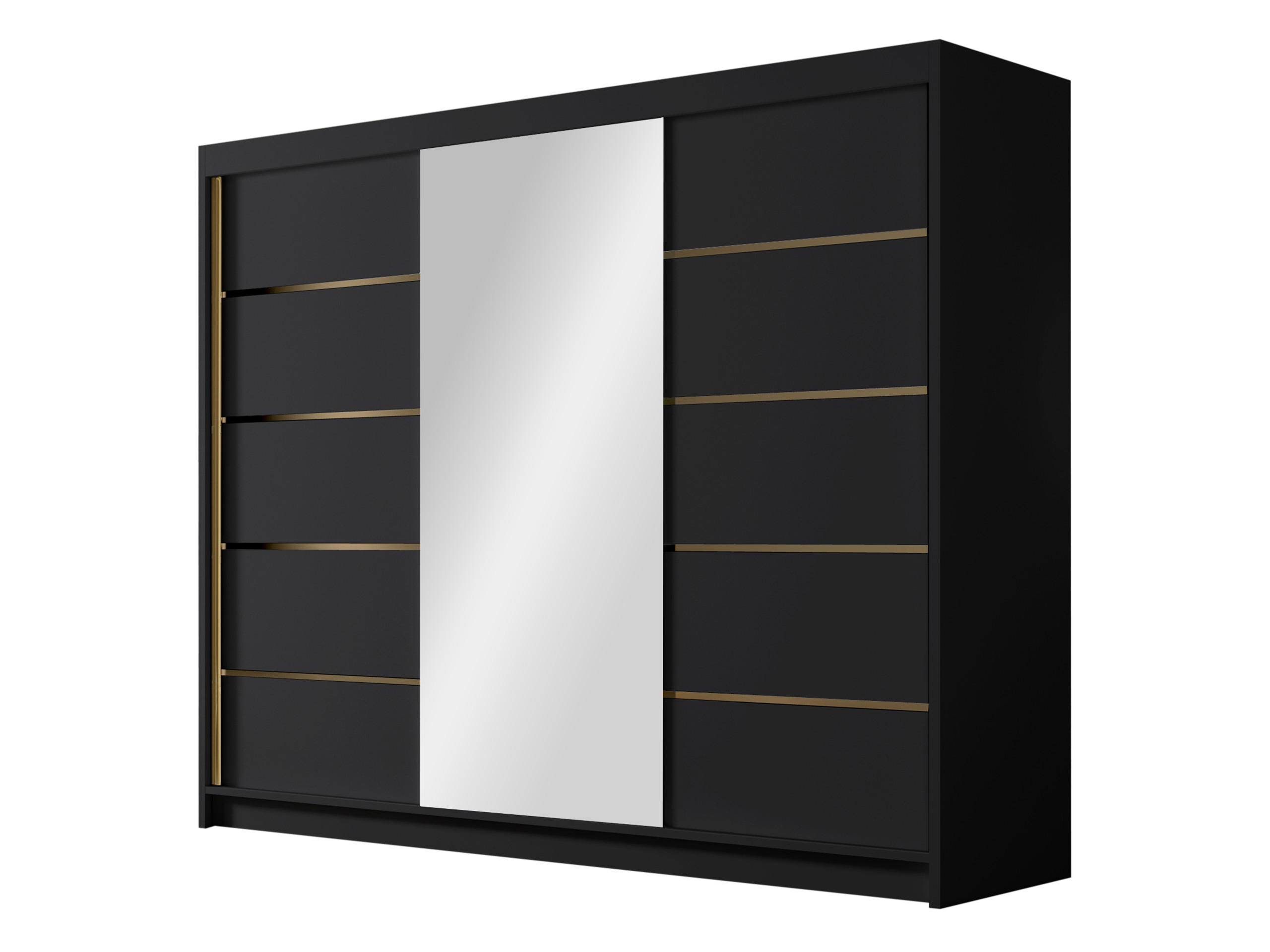 SCHIEBETÜRENSCHRANK Amber VI - Goldfarben/Schwarz, Holzwerkstoff/Metall (250/215/58cm) - MIRJAN24