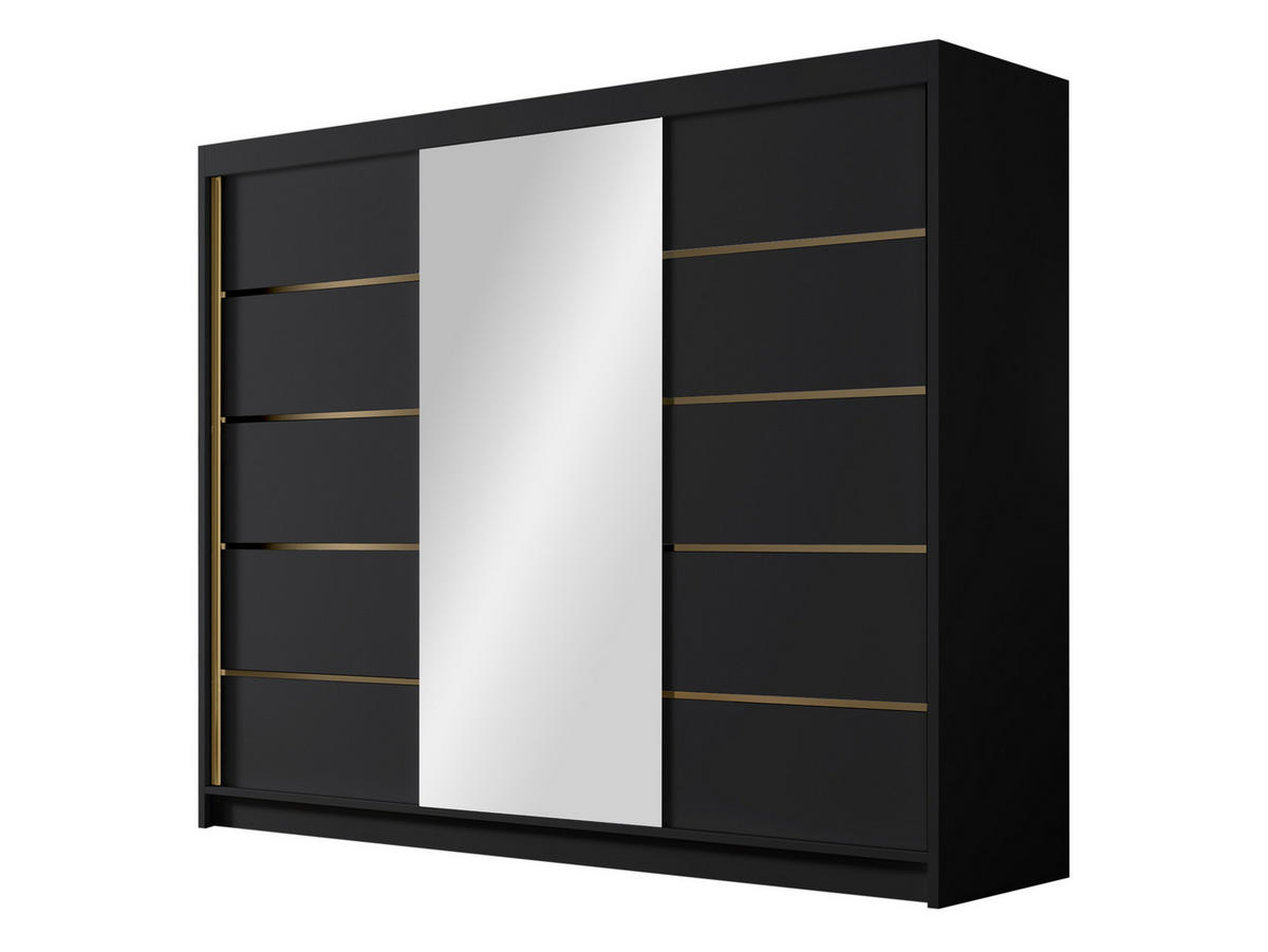 SCHIEBETÜRENSCHRANK Amber VI - Goldfarben/Schwarz, Holzwerkstoff/Metall (250/215/58cm) - MIRJAN24