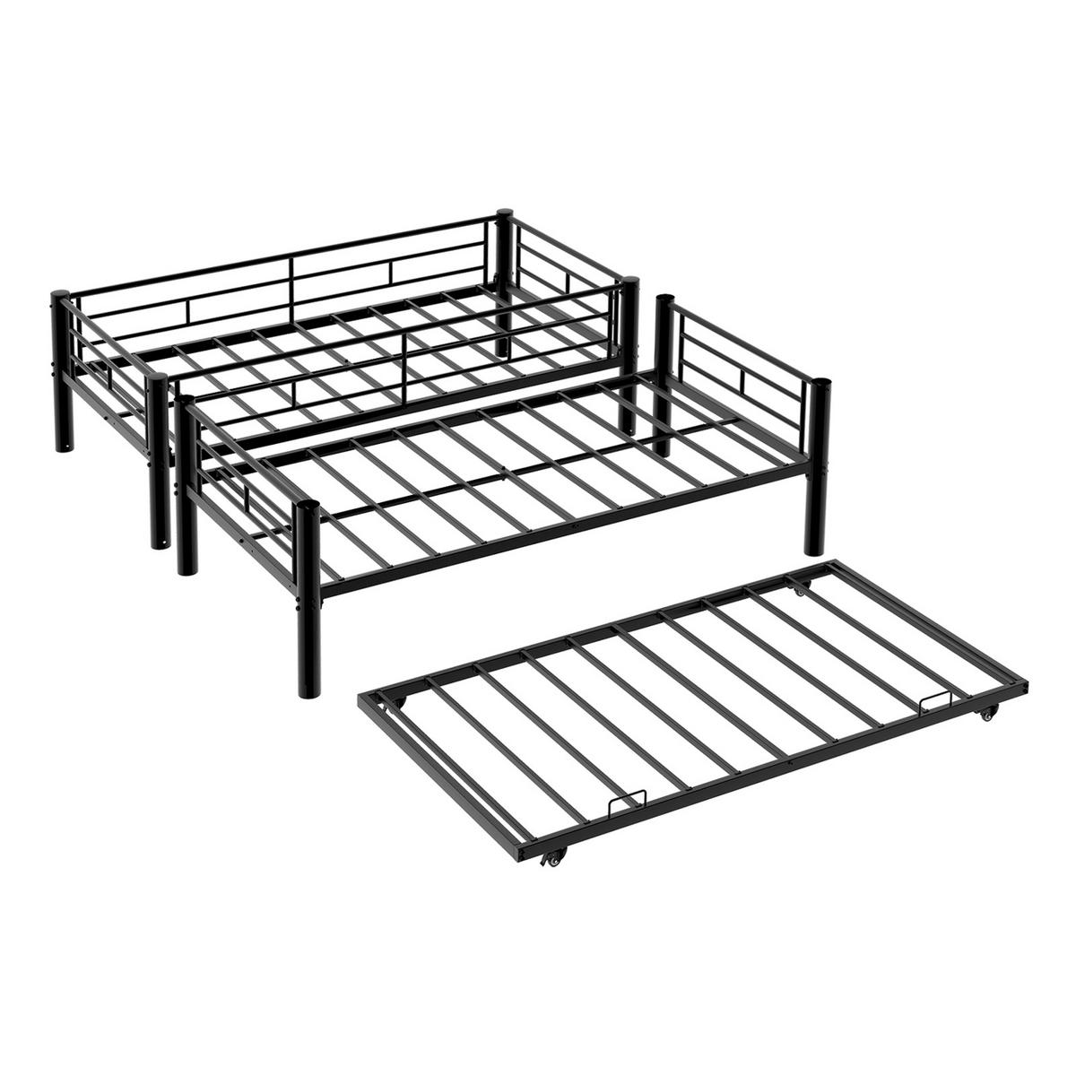 ETAGENBETT 90/190 mit drei Schlafebenen, Sicherheitsgeländern und geräuscharmem Design - Schwarz, Holzwerkstoff (90/190cm) - EVRYAE