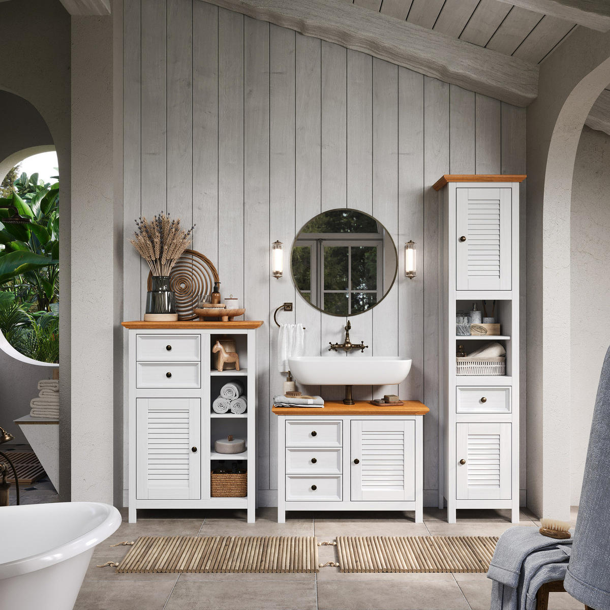 WASCHBECKENUNTERSCHRANK - Kiefer - Kieferfarben, Holz (86/63/35cm) - home24