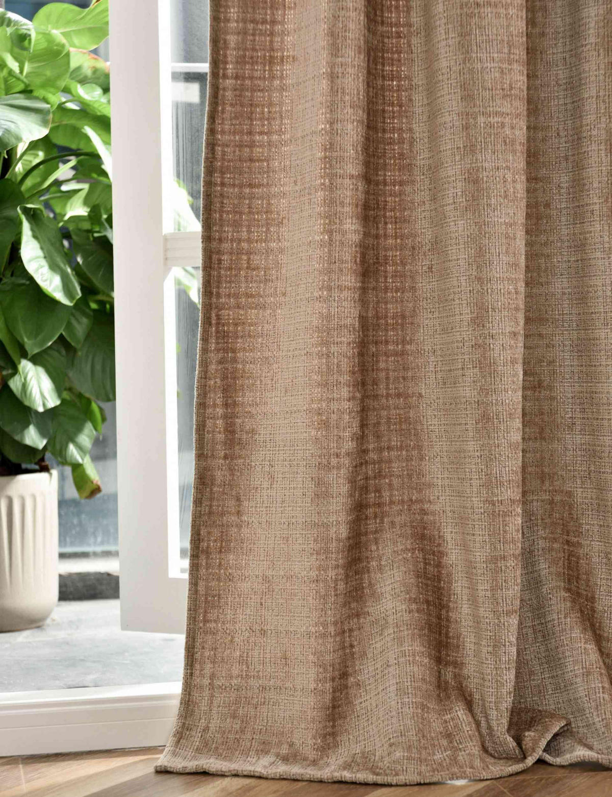 VORHANG Chenille Riga 245x140 cm Taupe - Taupe, Textil (140/245cm) - Gardinenbox