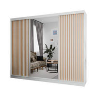 SCHIEBETÜRENSCHRANK LAMELIS - Eiche Wotan/Weiß, Holzwerkstoff (250/215/61cm) - Meblini