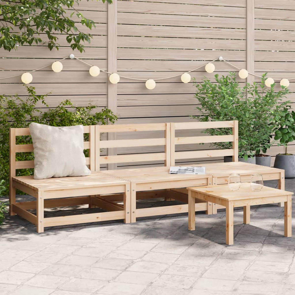GARTENSOFA KEXAJ 70/67/70 cm （3-SITZER） - Braun, Holz (70/67/70cm) - ZMH