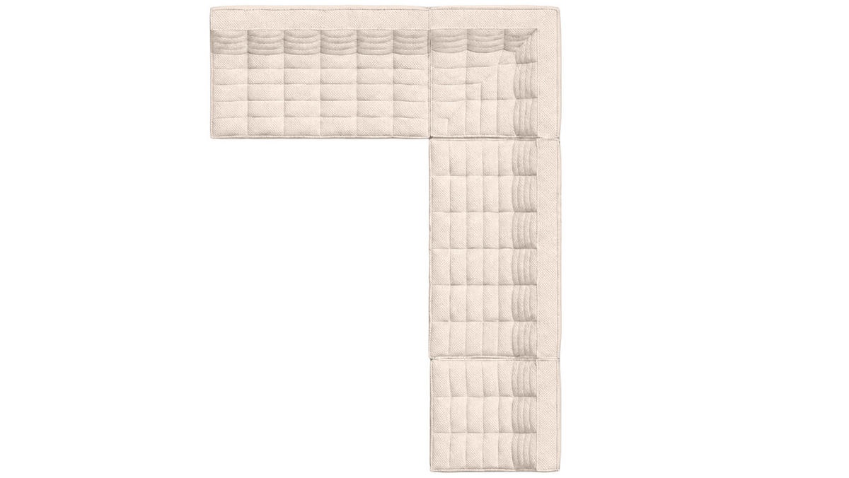 ROHOVÁ SEDAČKA modulární ve tvaru L, plyšová tkanina Pop, Krémová, Pravá strana, LAZY L - krémová, dřevo (333/253cm) - Kaiser Möbel