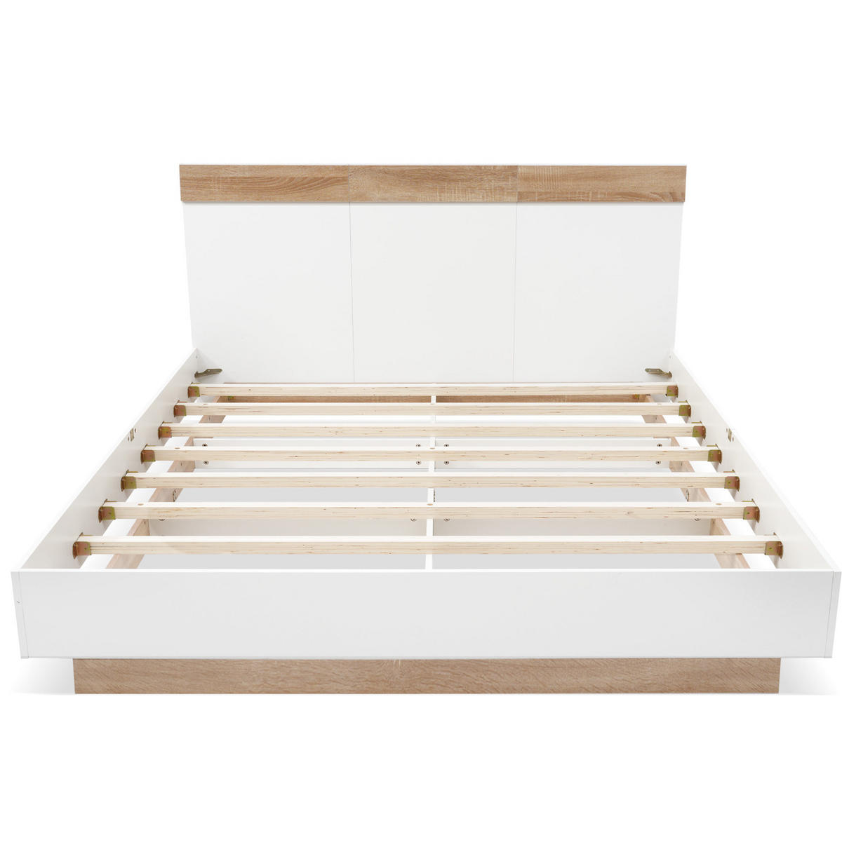 DOPPELBETT 140/200 cm mit Lattenrost in Schwebeoptik und hohem Kopfteil, werkstoff Sonoma-Eiche/Weiß - Weiß, Holzwerkstoff (140/200cm) - Redom