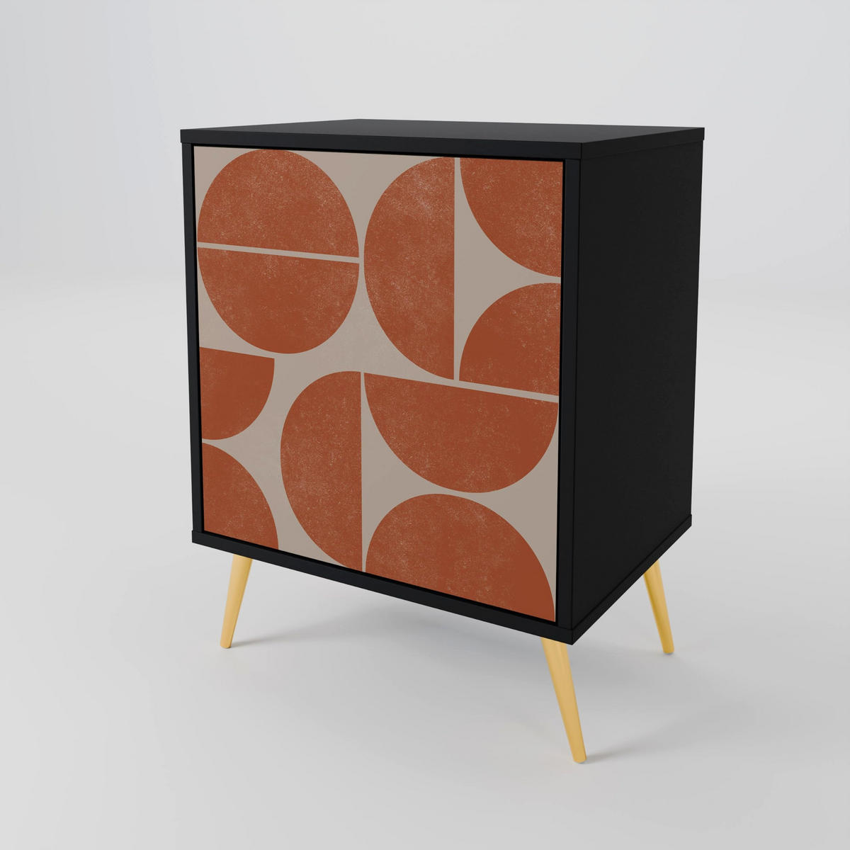 SIDEBOARD REPETITION COMPULSION, Schwarz, 57,5x42x72,5 cm, Schwarze Metallfüße - Multicolor/Schwarz, Holzwerkstoff/Metall (57.5/72.5/42cm) - SpaceRebels