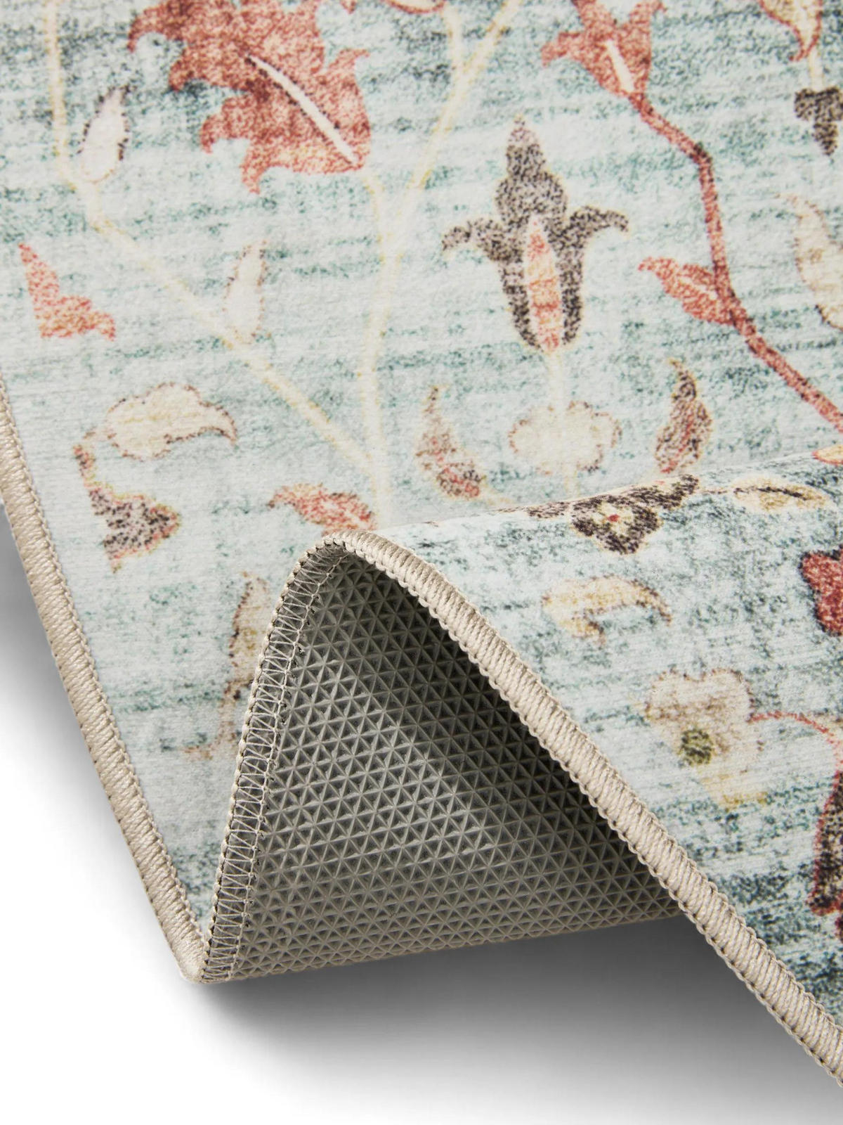 VINTAGE-TEPPICH George waschbar ø 120 cm rund - Türkis, Kunststoff (120/120cm) - benuta