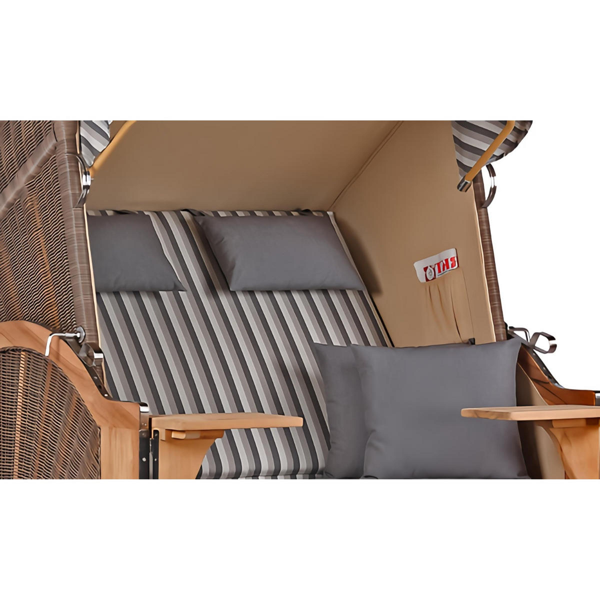 STRANDKORB SEEBLICK 2 Sitzer Teak - Braun/Grau, Metall (125/170/80cm) - Mr. Deko