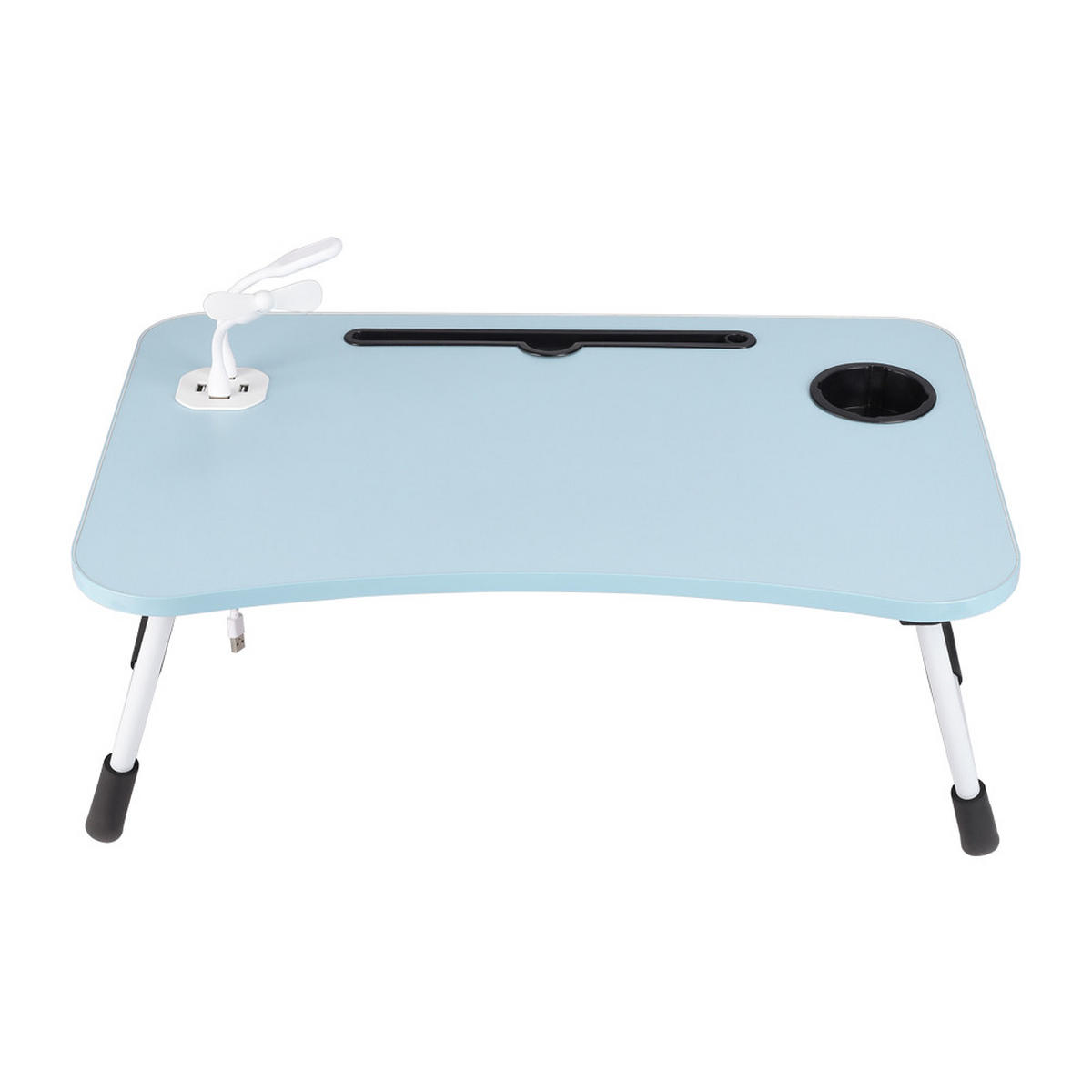 LAPTOPTISCH Klappbarer mit USB-Anschlüssen für Bett und Couch in Hellblau - Blau, Metall (40/60/28cm) - Livingandhome