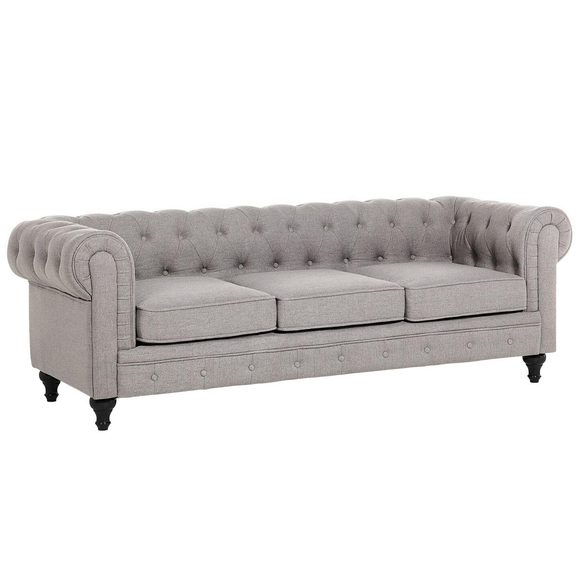 SOFA-SET 4-sitzer Polyester Hellgrau Chesterfield - Hellgrau, Textil (202/70/75cm) - Beliani
