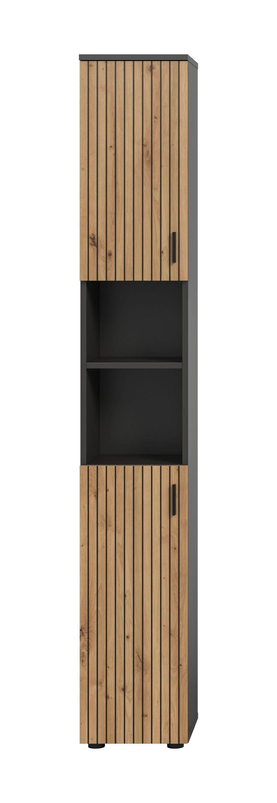 BADSCHRANK Mira (B/H/T: ca. 30/192/30 cm) in Basalt grau/Artisan Oak Nachbildung - Anthrazit, Holzwerkstoff (30/192/30cm)