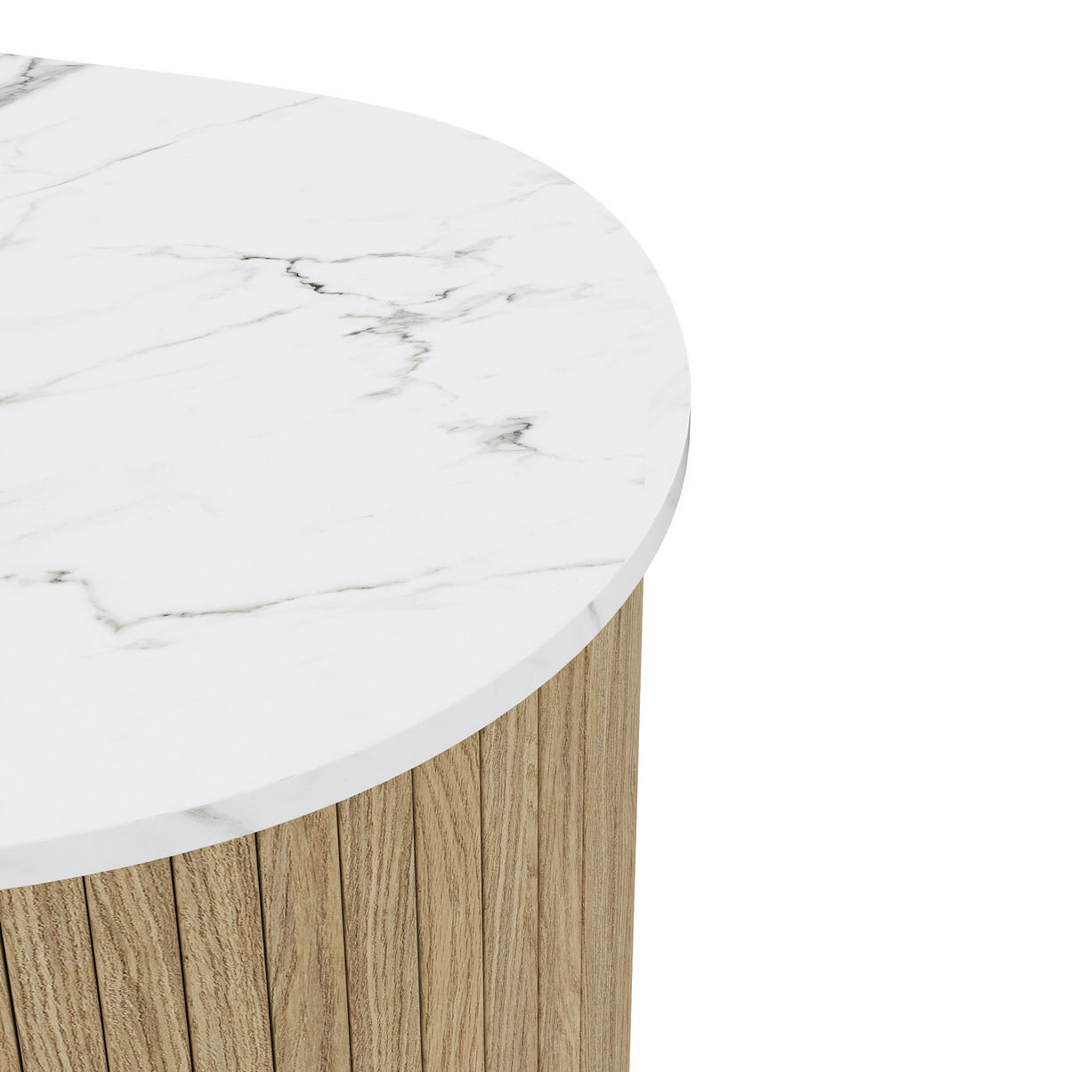 COUCHTISCH 60/37/38+40/25/50 cm natur/weiß aus MDF mit geschwungenem Design - Naturfarben, Holzwerkstoff (60/37/38cm) - OKMYHOME