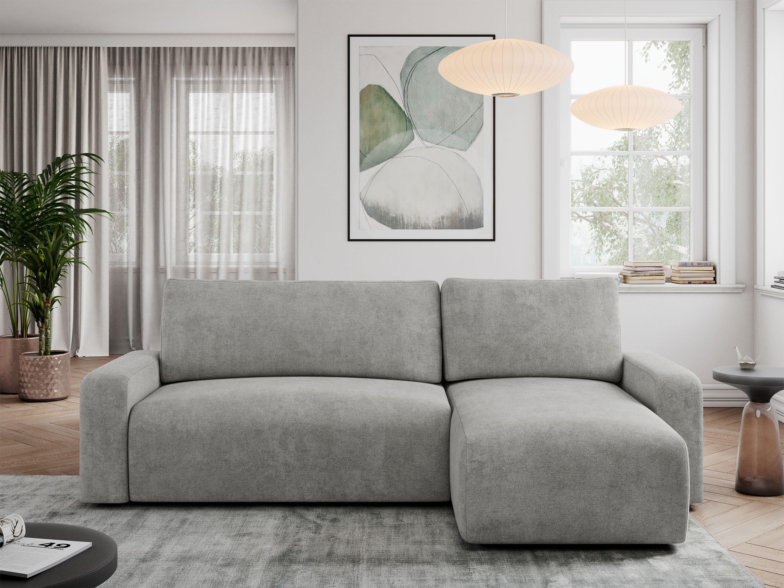 ECKSOFA ARGOS Hellgrau Struktur - Hellgrau/Schwarz, Kunststoff/Textil (245/150cm) - MKS