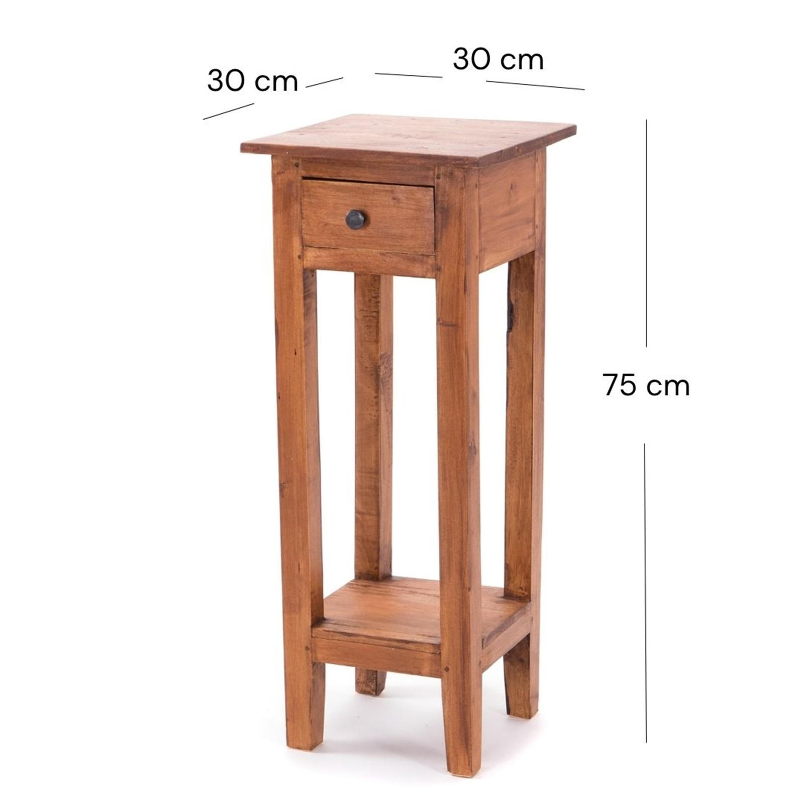 TELEFONTISCH NAPOLEON 75 Mahagoni Massivholz, mit Schublade 08 honigfarben gewachst - Honig, Holz (30/30/75cm) - DESIGN DELIGHTS