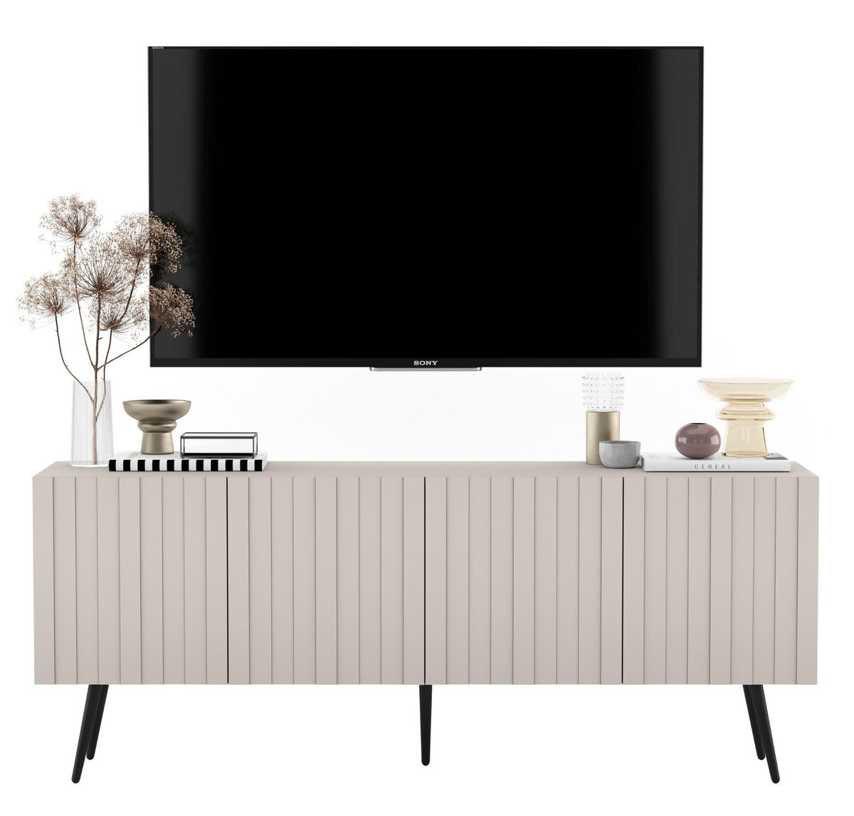 TV-SCHRANK Elpis Kaschmir Matt mit Metallbeine Glamour 150 cm - Kaschmir, Holzwerkstoff (150/60.5/36.5cm) - Meble Lindner