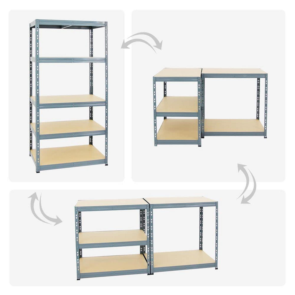 SCHWERLASTREGAL Tiger 2er-Set mit 2x 180x90x60 cm Fachlast 265 kg Grau - Grau, Metall (180/180/60cm) - PROREGAL