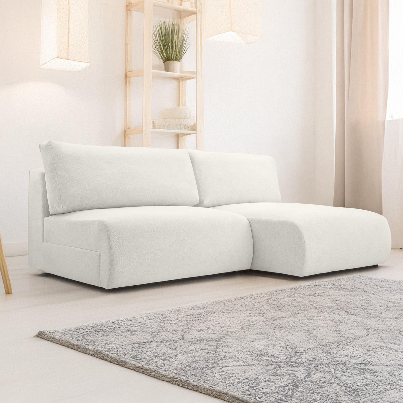 Thumbnail - Fedve Ecksofa, Weiß, Textil, L-Form,L-Form, 223x150 cm, Wohnzimmer, Sofas & Couches, Wohnlandschaften, Ecksofas
