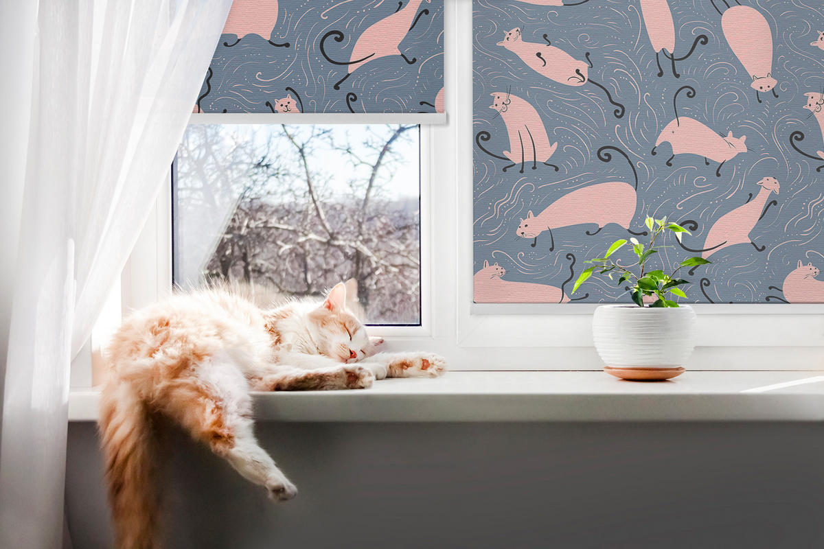 VNÚTORNÁ roleta - okenná roleta - roleta - 90x140 cm - Ružové mačky - pink, plast (90/140/0.5cm) - TULUP