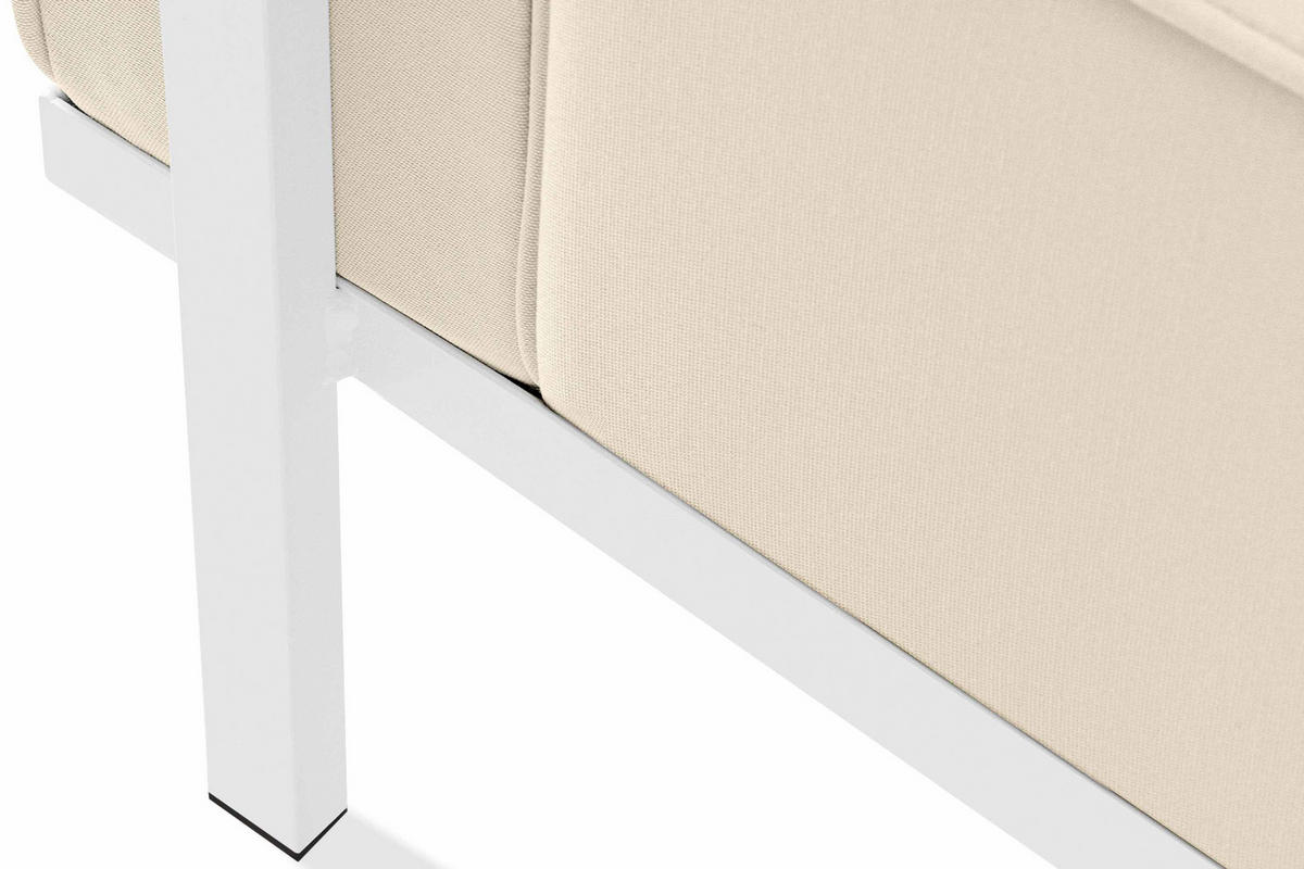 GARTENSOFA TRIGLO 3-Personen, Stahlrahmen, Modern, Weiß/Cremeweiß - Creme/Weiß, Textil/Metall (229/70/69cm) - KONSIMO®