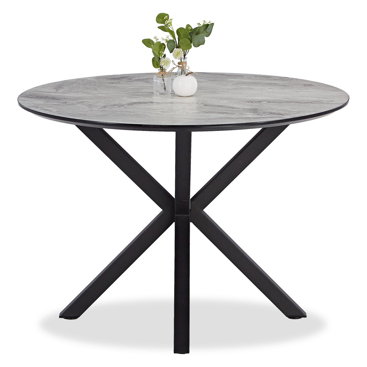 Homestyle4u Esstisch Schwarz, Grau 110x77x110 cm