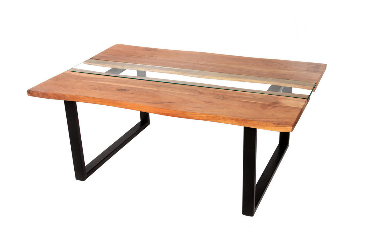 COUCHTISCH FRANK - Beige/Schwarz, Holz/Metall (80/118/45cm) - SAM