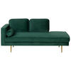 CHAISELONGUE Samtstoff smaragdgrün linksseitig Miramas - Goldfarben/Grün, Textil (171/63/79cm) - Beliani