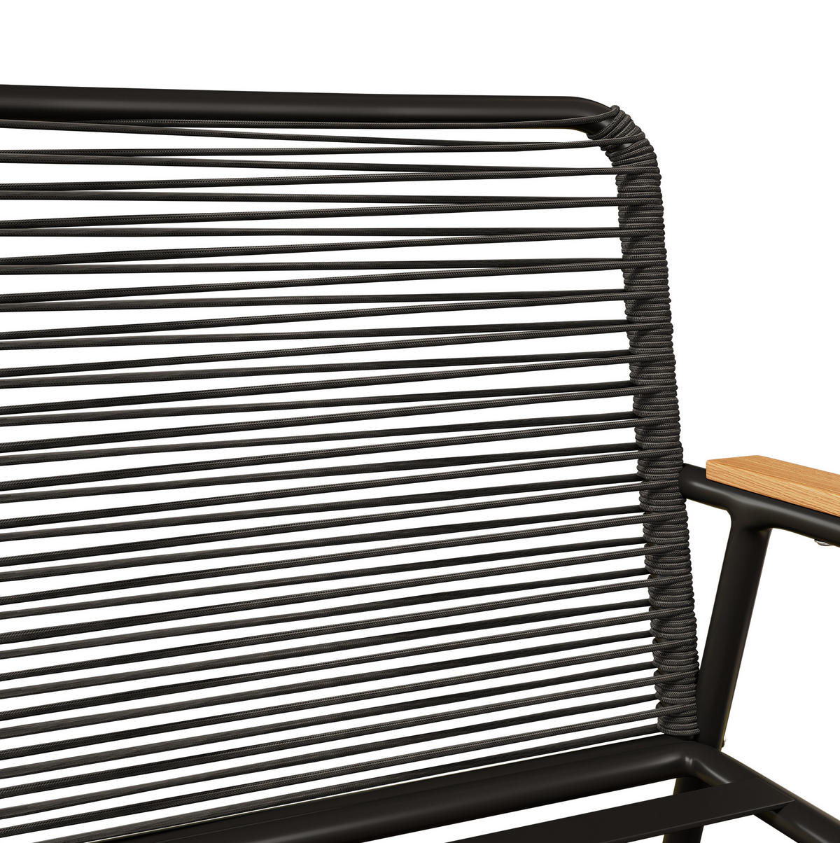 GARTENMÖBEL 118x65x78cm schwarz, feuerverzinkt, mit Glas und Kissen - Schwarz, Metall - Modfu