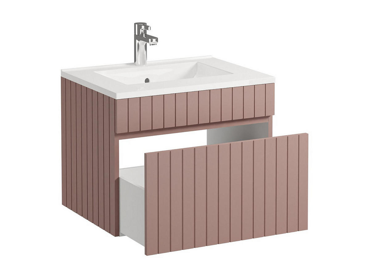 EINZELWASCHTISCH - 60cm x 46cm - MDF - puderrosa - SATARA - Pink, Holz (60/46/46cm) - Vente-Unique
