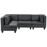 COLȚAR modul cu 4 locuri pe partea dreaptă negru piele ecologică Unstad - negru, material plastic (228/152cm) - Beliani