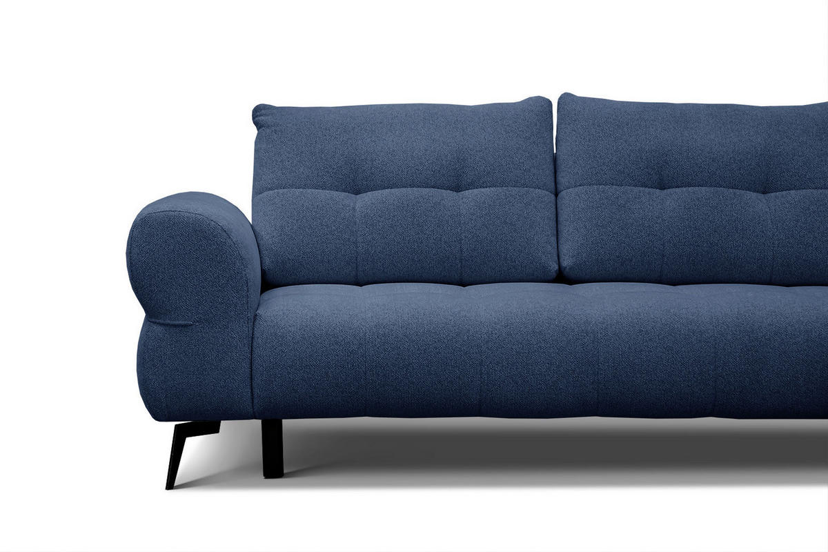 ECKSOFA SALVINI 4-Sitzer, dunkelblau - Schwarz/Dunkelblau, Holzwerkstoff/Textil (292/158cm) - Courtois Laville