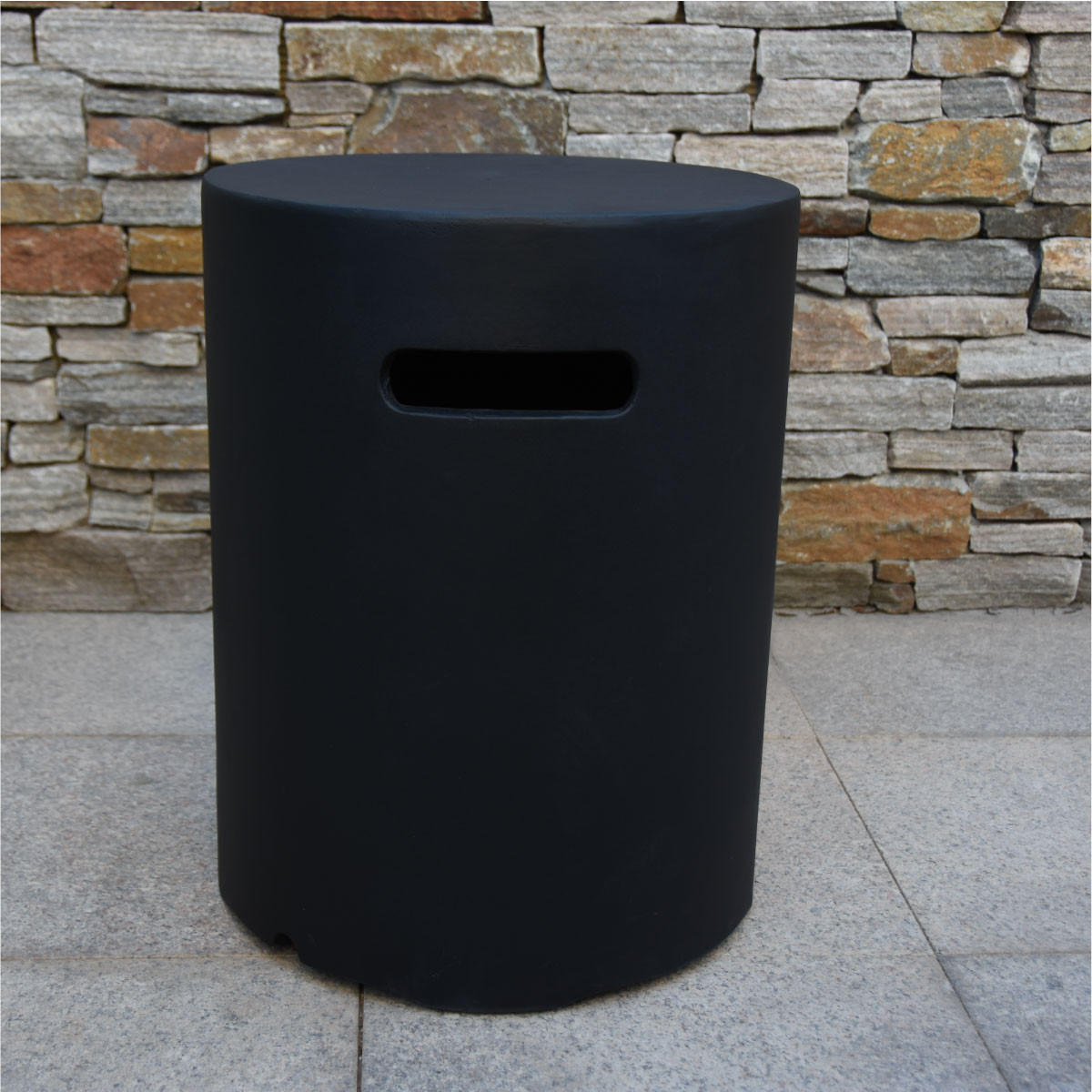 ABDECKUNG für 5 kg Gasflaschen in Beton-Optik schwarz - Schwarz, Stein (45/58/45cm) - Elementi