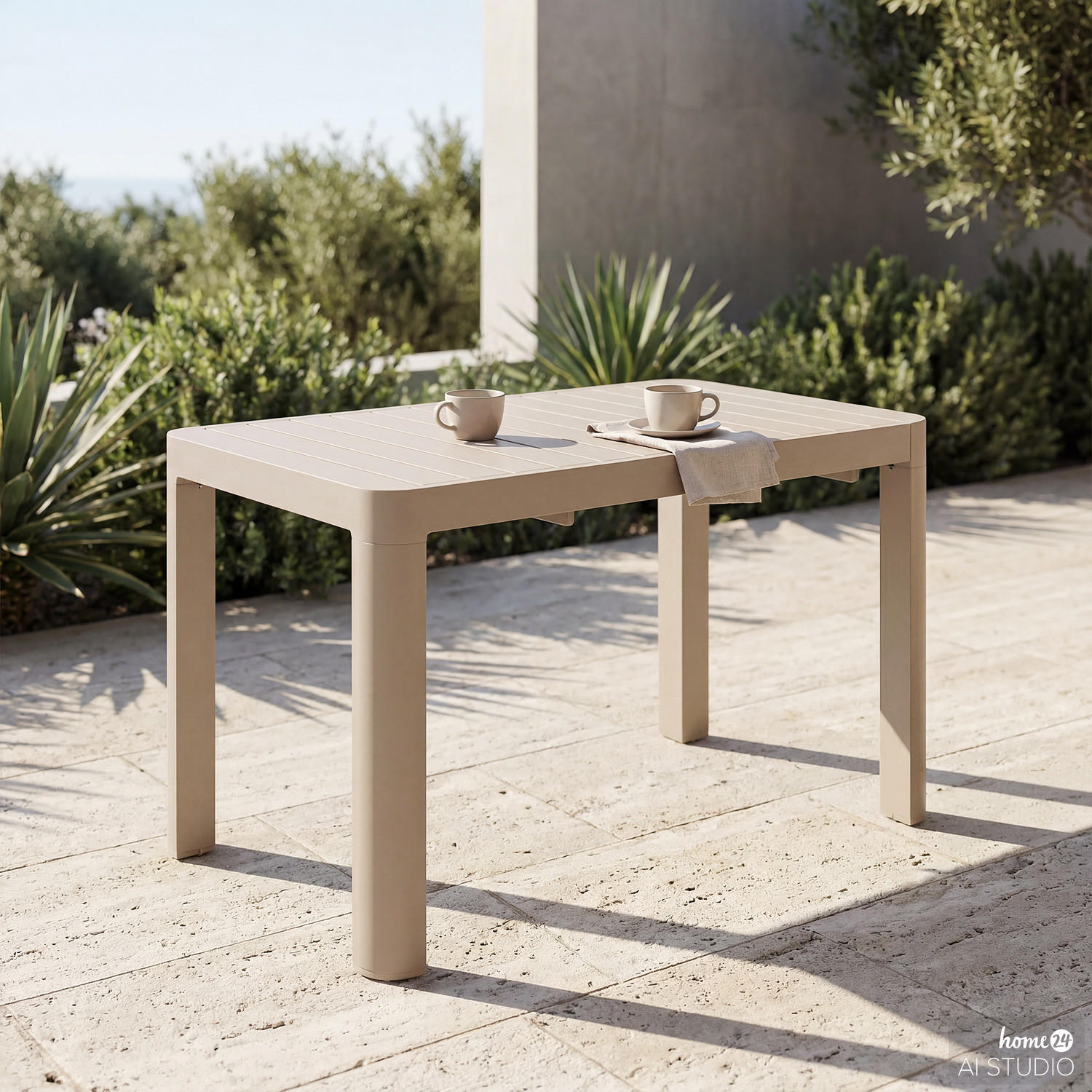 AUSZIEHBARER GARTENTISCH - Aluminium - Beige, Metall (70/117/75cm) - home24