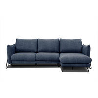 ECKSOFA HOSTEN 4-Sitzer, dunkelblau - Schwarz/Dunkelblau, Holzwerkstoff/Textil (269/158cm) - Courtois Laville