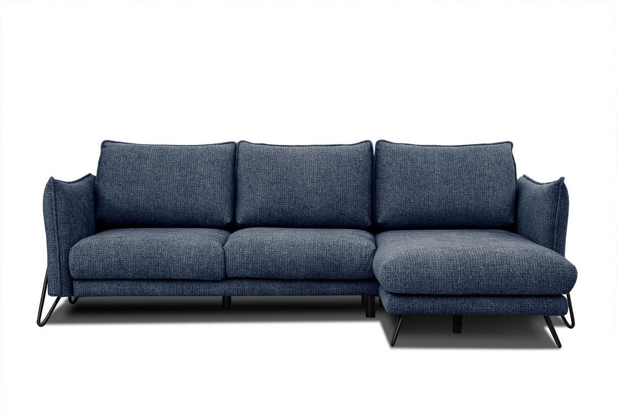 ECKSOFA HOSTEN 4-Sitzer, dunkelblau - Schwarz/Dunkelblau, Holzwerkstoff/Textil (269/158cm) - Courtois Laville