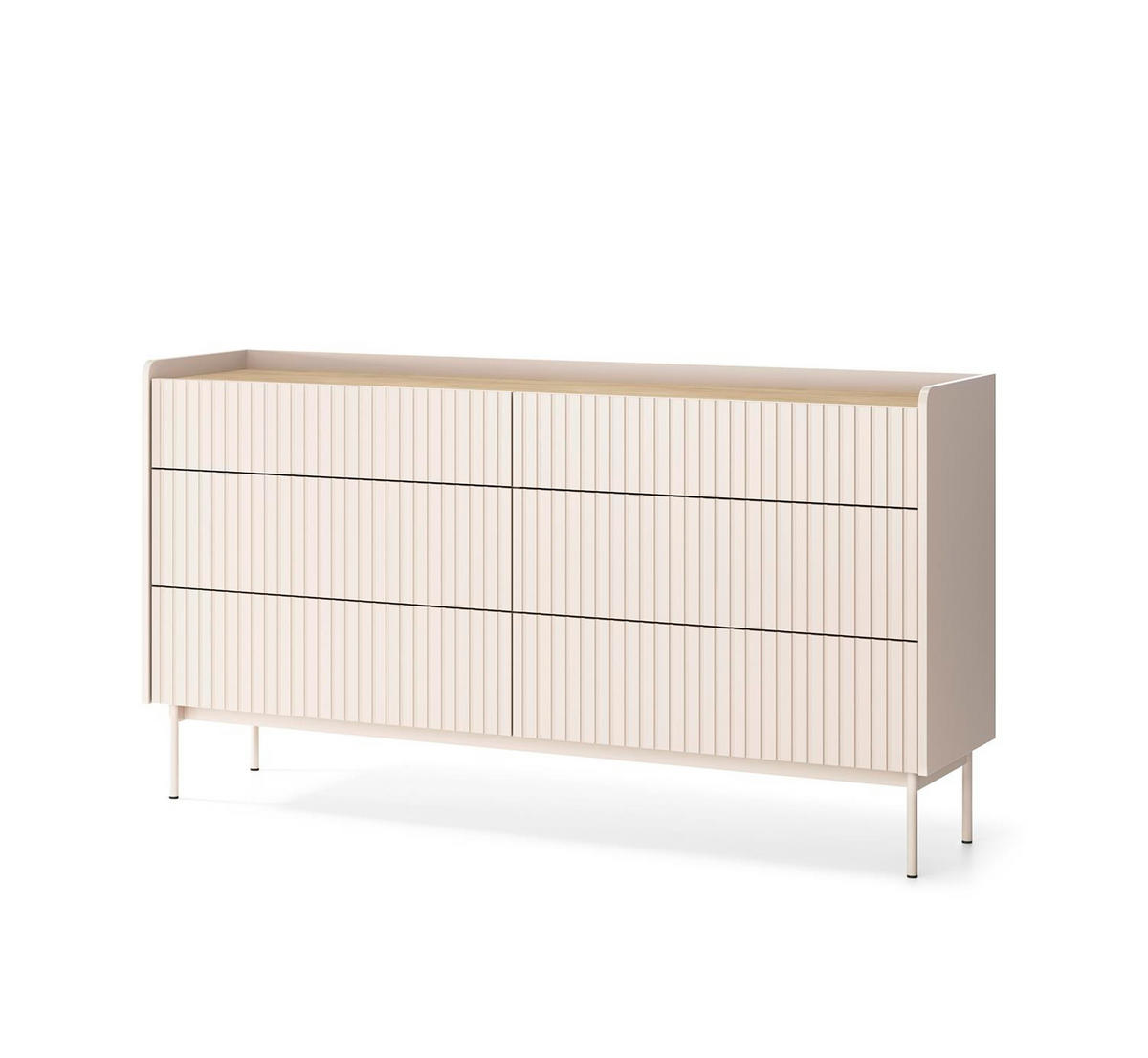 KOMMODE Levant 153 Beige, Schubladenkommoden - Beige, Holzwerkstoff (153/82/38cm) - Bettso